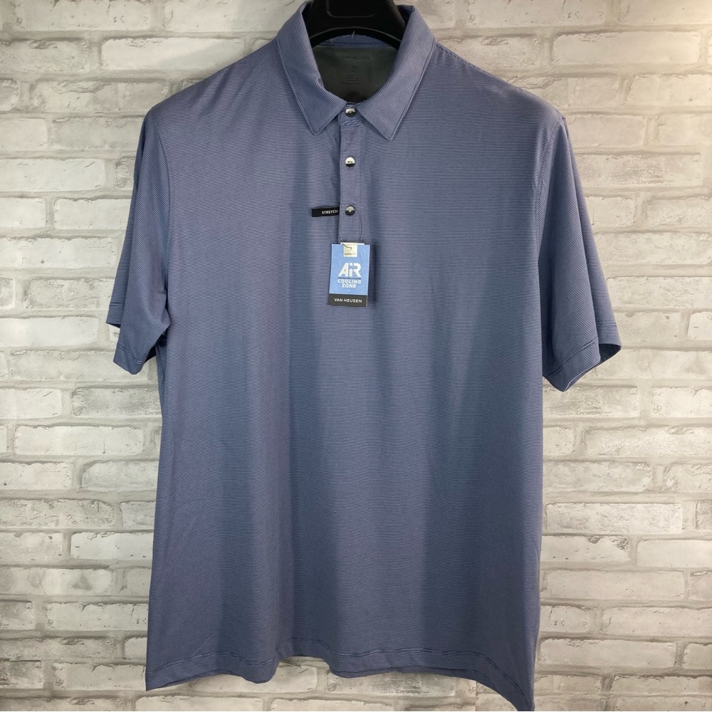 🆕Van Heusen Air Wick Cooling Zone Blue Polo Shirt Size XL